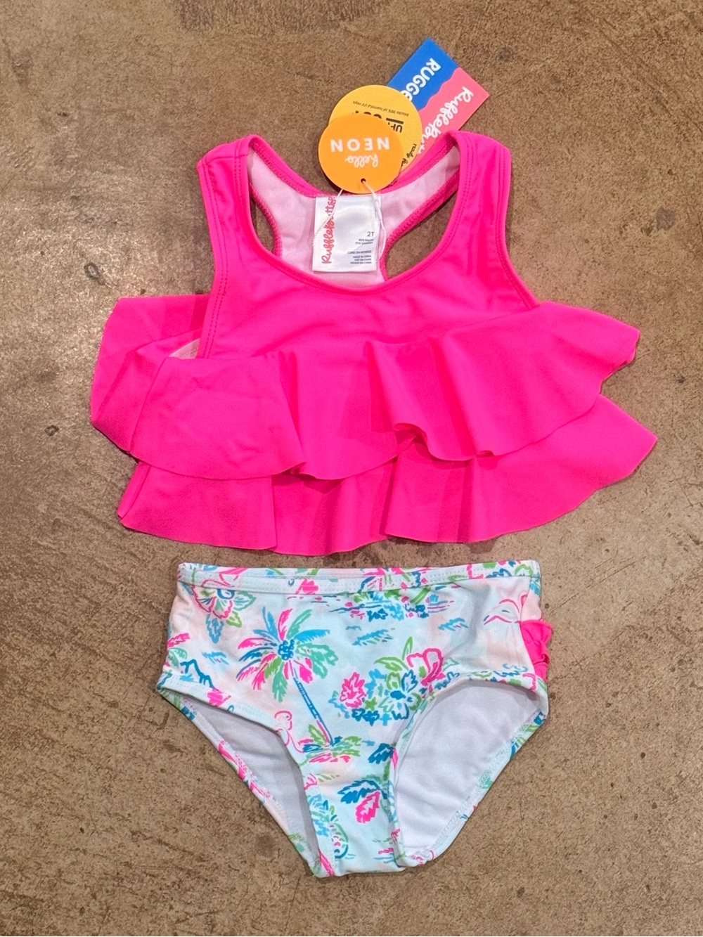 NEW 2T Ruffle Butts Tropical Resort Flounce Bikini 2-Piece Swimsuit